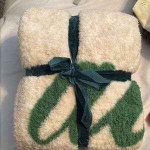 Aerie Cream and Green Holiday Blanket